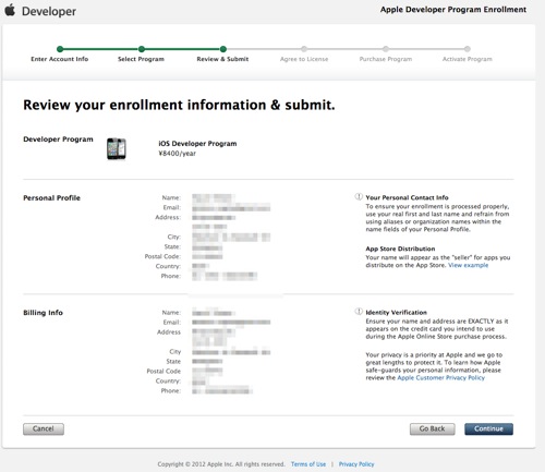 Apple Developer Program Enrollment  Review Enrollment Information moza