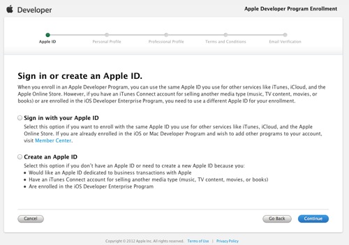Sign in or create an Apple ID  Apple Developer Program Enrollment